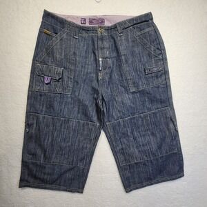 Y2K Lifted Research Group LR Geans LRG Denim Jean Shorts Sz 42 Jorts
